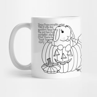 Bunny Nursery Rhyme Series-Peter, Peter, Pumpkin Eater b&w Mug